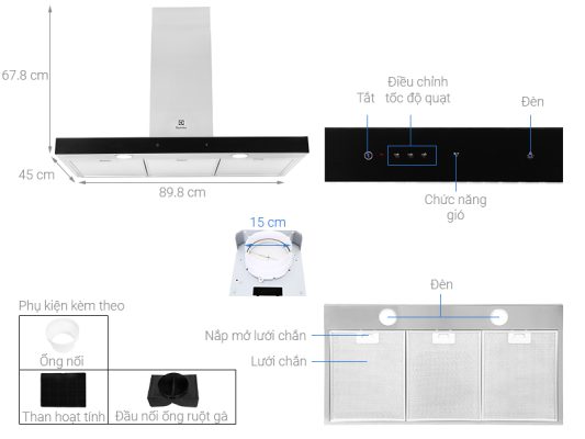 Hút mùi áp tường Electrolux LFT769X