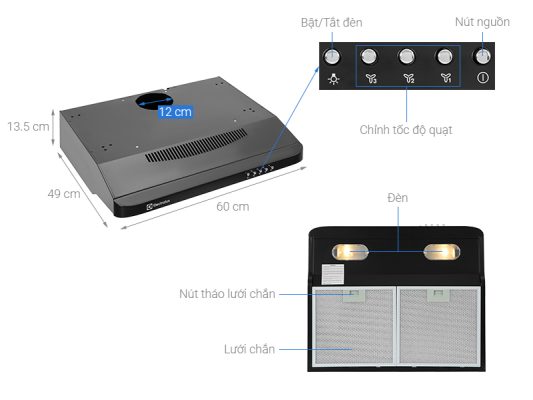 Máy hút mùi âm tủ Electrolux EFT6032K