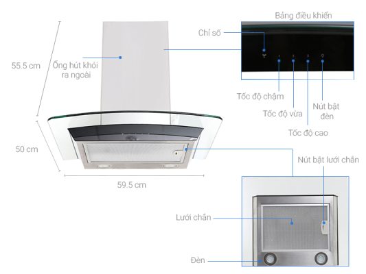 Hút mùi áp tường Electrolux EFC636GAR
