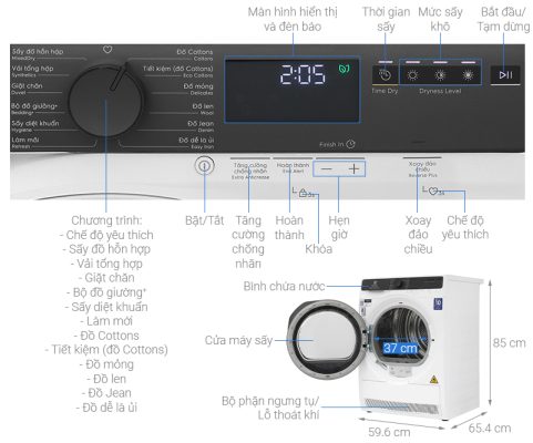 Máy sấy bơm nhiệt Electrolux EDH803J5WC 
