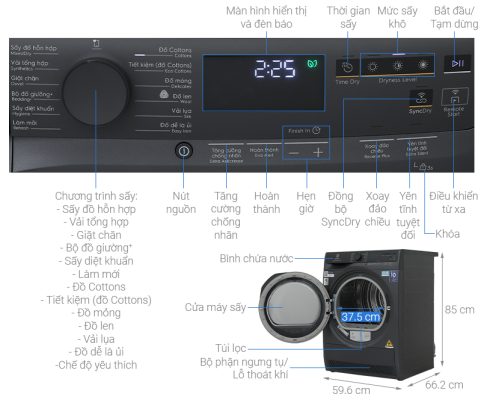 Máy sấy bơm nhiệt Electrolux EDH903R7SC
