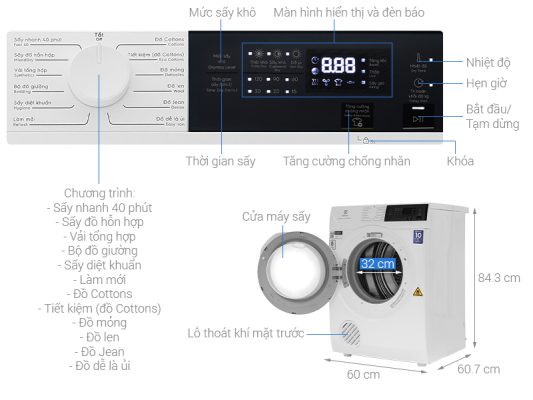 Máy sấy thông hơi Electrolux EDV804H3WC