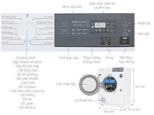 Máy sấy thông hơi Electrolux EDV904H3WC
