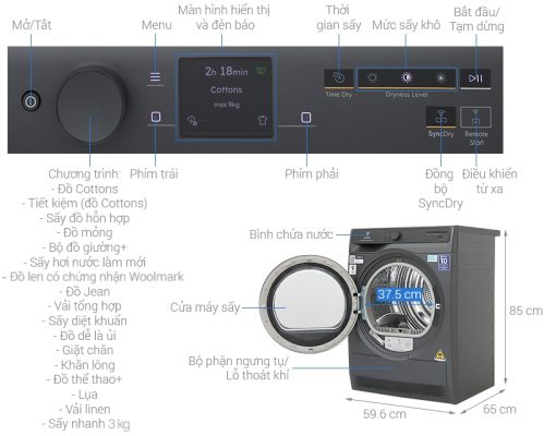 Máy sấy bơm nhiệt Electrolux EDH902R9SC